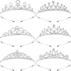 6 Pack Silver Crystal Tiara Headbands for Women Girls Princess Hair Accessories